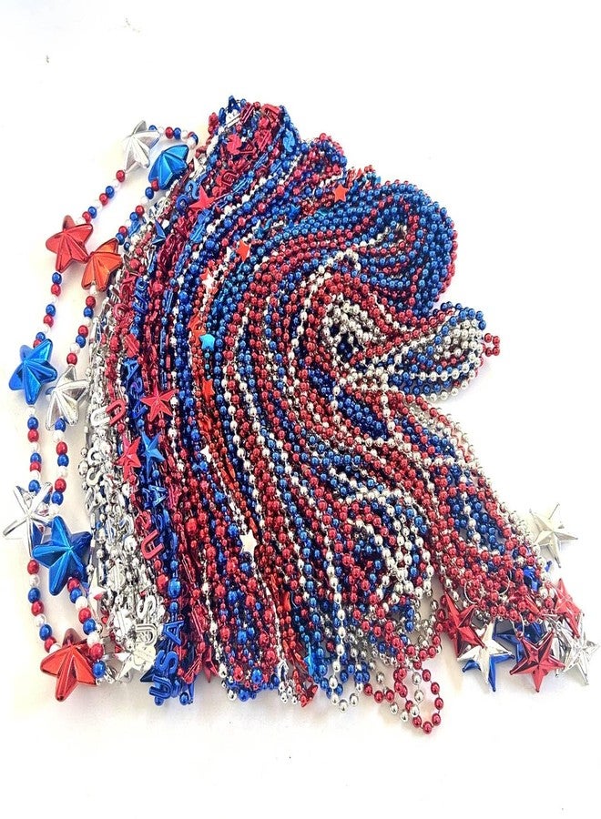 GZYSSL 82 Pcs 4th of July Beads Necklaces Red Blue White Independence Day Bead Necklaces Patriotic Memorial Day Parade Party Decorations - Image 2